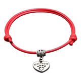 Pulsera Best Friend Corazon Huella Perro Mascota Rojo