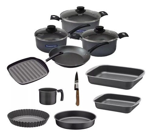 Combo Cocina Set Tramontina 11 Unidades Teflon Antiadherente