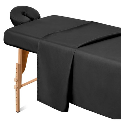 Juego Sábanas Camilla Masaje Spa Microfibra 185x80cm Negro Negro