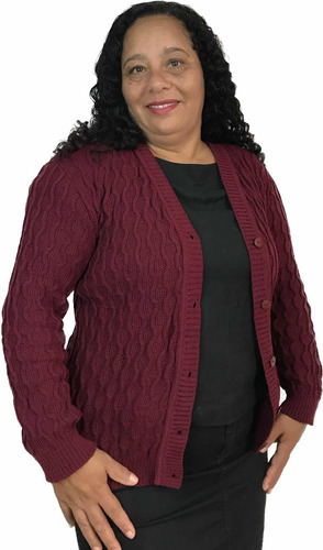 Casaco Feminino Plus Size Blusa De Frio Cardigan Trico G Gg