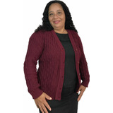 Casaco Feminino Plus Size Blusa De Frio Cardigan Trico G Gg