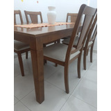 Comedor 100% Madera, 6 Puestos, De 1.70 ×95, Cojines En Tela