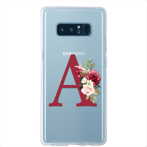 Funda Galaxy Antigolpes Flores Personalizada Con Tu Inicial 