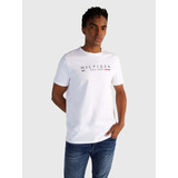 Playera Blanca Con Logo Tommy Hilfiger Estampado Hombre