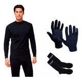 Conjunto Térmico Domi Super Completo Remera Manga Larga + Pantalón + Guantes + Medias Primera Piel Ideal Nieve Deportes