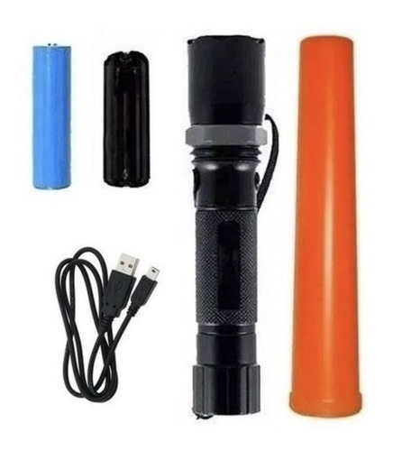 Linterna Tactica Led Recargable Baliza Cargador Usb Sy-torch Color De La Linterna Negro Color De La Luz Blanco Frío