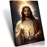 Arte De Pared Catolico Enmarcado Con Luces De Jesus, Arte De