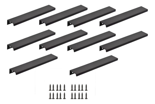 10 Pcs Cajón Oculto Tiradores Mailla Negro 40cm Con Tornillo