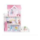 Casita De Muñeca Con Muebles Para Barbie Madera