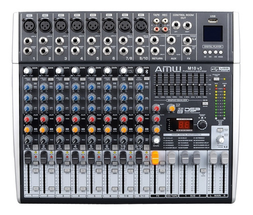 Amw M10 Fx Mesa De Som 10 Canais 99 Efeitos Xlr Bt Rec Mp3 !