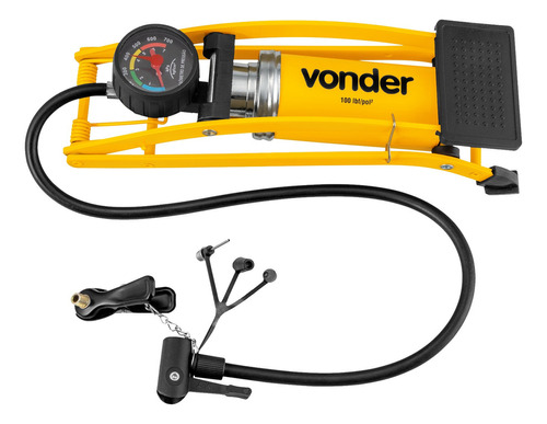 Bomba De Ar Para Encher Pneus Com Pedal Vonder Cor Amarelo