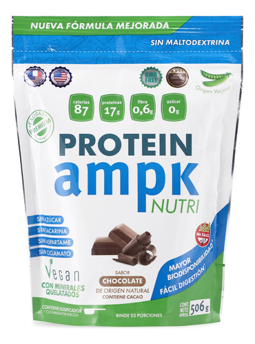 Ampk Sup. Diet.  Proteina Vegana X 506 G Chocolate. Oferta!!