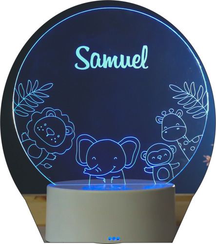 Luminária Led 3d Safari Quarto Bebê Personalizado Nome