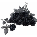 Tuzazo 10pcs Rosa Negra Flor Artificial De Un Solo Tallo Flo