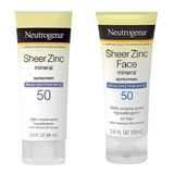 Kit Neutrogena Sheer Zinc Suncreen Spf50 Cara Y Cuerpo