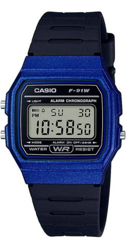 Casio Reloj Ochentero Digital F-91wm-2adf Azul