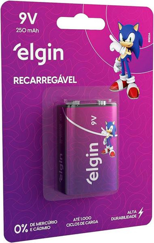 9v  Bateria Recarregavel Elgin C/ 1un