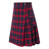Men's Check Pocket Pleated Skirt