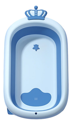 Banheira Para Bebe Infantil Ofurô Silicone Dobrável 45l Azul
