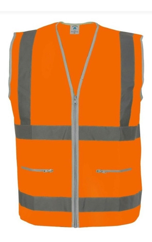 Chaleco Alta Visibilidad Gabardina Naranja Fluo Reflectivo