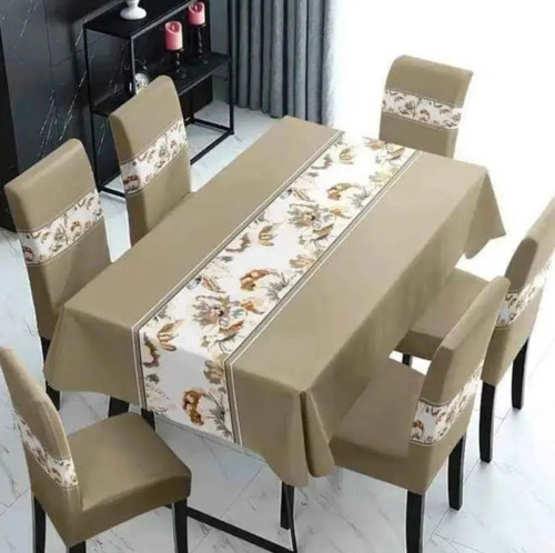 Set De Mantel Para Comedor Con 6 Fundas Para Silla