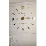 Reloj De Pared 3d Tamaño Grande + Frase En Vinilo 