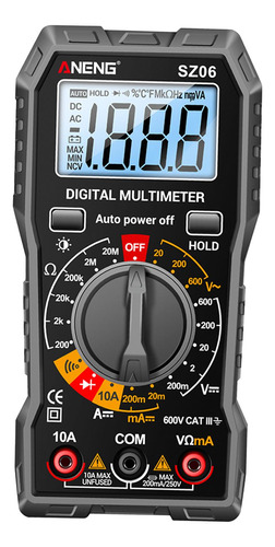 Multímetro Digital Dc Ac Voltímetro Para Vehículos Gris