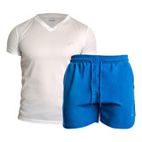 Paquete 1 Short Deportivo Y Playera Cuello V Dry Fit Hombre