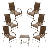 6 Cadeiras E Mesa Vênus Para Área, Churrasco, Jardim Piscina
