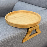 Side Tables Natural Bamboo Sofa Armrest Clip-on Tray, I...