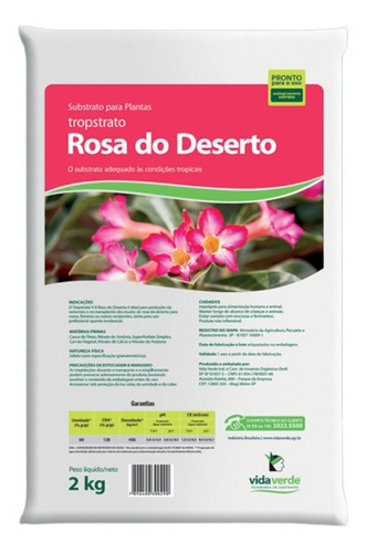 Substrato Para Rosa Do Deserto Vida Verde Linha Premium 2 Kg