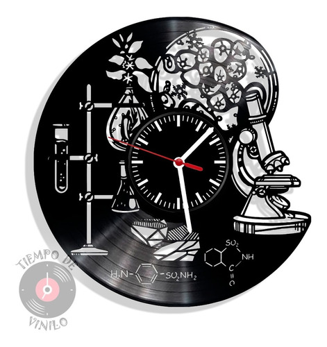 Reloj De Pared Elaborado En Disco Lp Ref. Química Y Biología