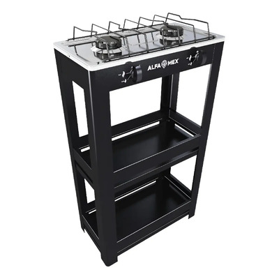 Parrilla Anaquel A Gas L.p. 2q, Acero Inox. Estufa Alfamex Color Negro | Meses sin interés