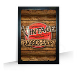 Quadro Vintage Barbershop Moldura  Barbearia A4 32cm