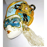 Pequeña Máscara Carnaval De Venecia Porcelana Decorativ 15cm