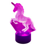 Lampara Ilusión 3d 7 Colores Led Unicornio Parado