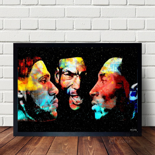 Quadro Kobe Bryant Michael Jordan E Lebron James Moldura 