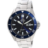 Reloj Orient Raaa0009l Mako Xl 2 Kano Automatic Ag.oficial Color De La Malla Plateado Color Del Bisel Azul Color Del Fondo Azul