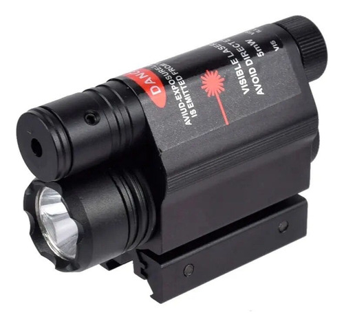 Linterna Led Con Laser Punto Rojo Para Pistola Airsoft 20mm