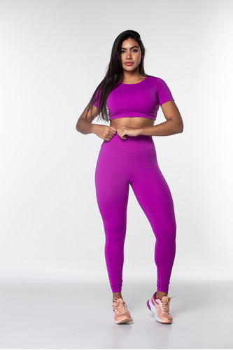 Roupa Academia Cropped + Legging Conjunto Fitness Poliamida 