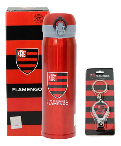  Kit Flamengo Garrafa Termica Quente Frio + Cortador De Unha