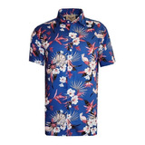 Camisa Manga Corta De Fibrana Hawaiana Flores-import Style