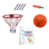 Aro De Basquetbol Basketball + Fijaciones + Malla + Balón N5