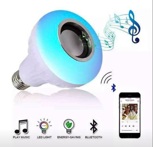 Foco Led Bocina Bluetooth 12w Led Inteligente