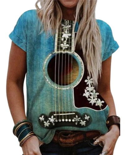 Camiseta Inspirada En La Guitarra Classy Flowers Deco