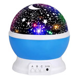 Velador Lampara Luz De Noche Proyector Estrellas Giratorio!! Color Azul