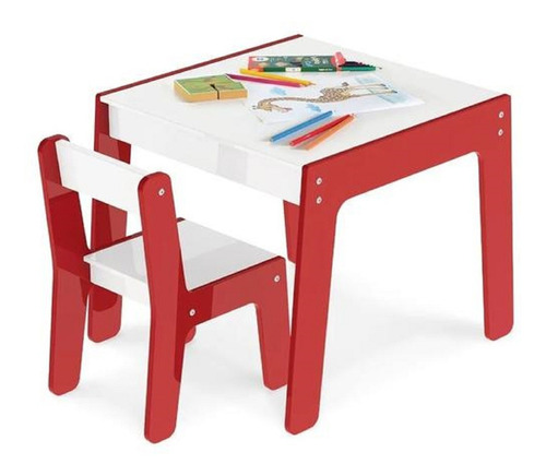 Conjunto Mesa E Cadeira Infantil Vermelha 992 - Junges Cor Vermelho