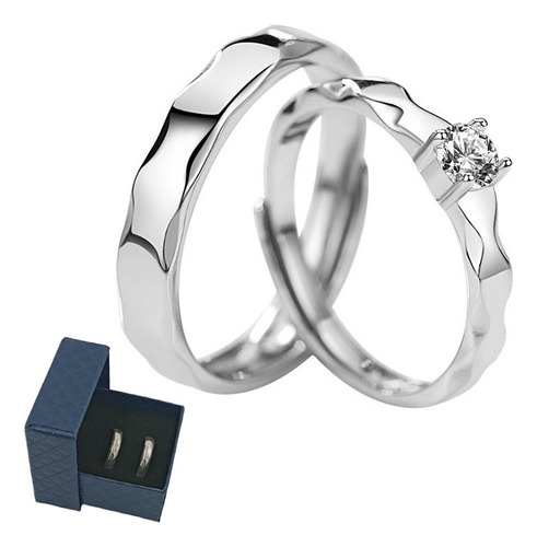  Anillos Duo Promesa Plata 925 Amor Parejas A052 Cristales