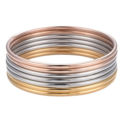 Semanario 7 Pzs Pulseras De Acero Inoxidable Color Rosa Con Plata Y Dorado Diámetro 6.5 Cm Largo 19.5 Cm | Meses sin interés