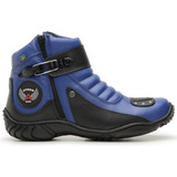 Bota Masculina Motociclista Do 33 Ao 46 Em Couro Azul